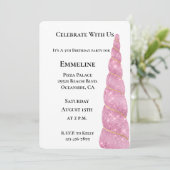 Roze gouden eenhoorn witte verjaardag kaart (Staand voorkant)