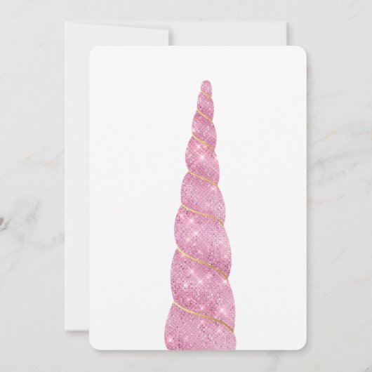 Roze gouden eenhoorn witte verjaardag kaart (Achterkant)