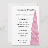 Roze gouden eenhoorn witte verjaardag kaart (Voorkant)