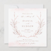 Roze gouden eenvoudige botanische krans rustige tr kaart (Voorkant)