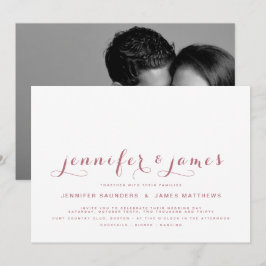 Roze Gouden Eenvoudige Elegante Script Foto Bruilo Kaart