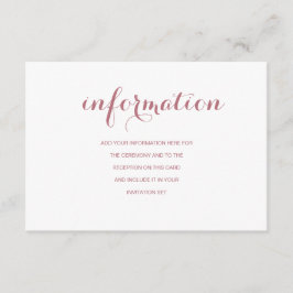 Roze Gouden Eenvoudige Moderne Trouw Informatie Informatiekaartje