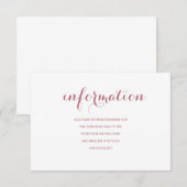 Roze Gouden Eenvoudige Moderne Trouw Informatie Informatiekaartje (Voorkant / Achterkant)