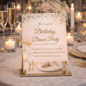 Roze Gouden Eettafel Uitnodiging