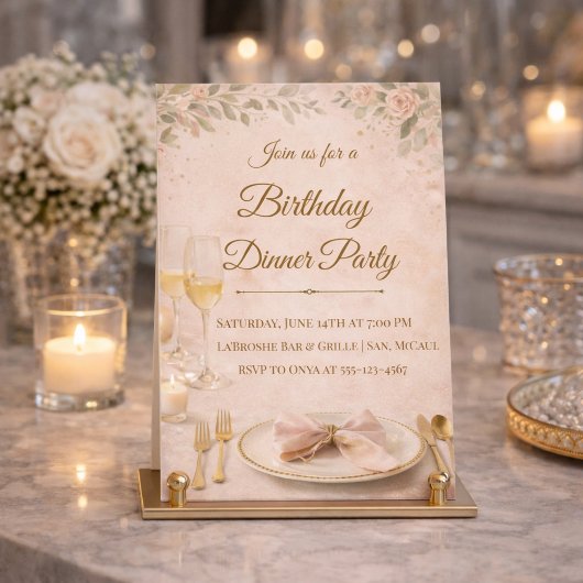 Roze Gouden Eettafel Uitnodiging