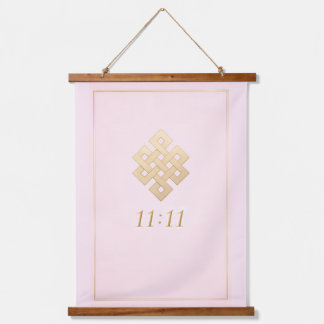 Roze & Gouden Eeuwige Knoop Hangend Wandkleed