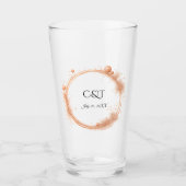 Roze Gouden Elegant Trouwkoppel Monogram Glas (Voorkant)