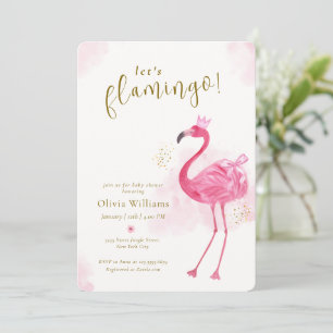 Roze Gouden Elegante Aloha Laten we Flamingo Baby  Kaart