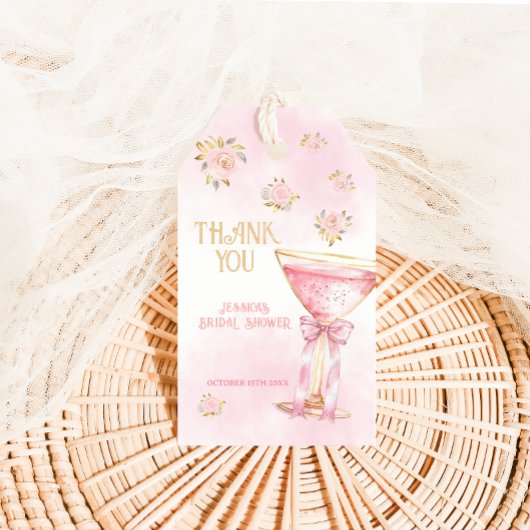Roze Gouden Elegante Bloemen Bruiloft Dank Je Cadeaulabel