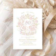 Roze & Gouden Elegante Bloemige 50 & Fantastische