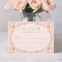 Roze Gouden Elegante Calligrafie Bruiloft Antiek