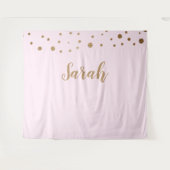 Roze Gouden Elegante Eenvoudige Script Cake Tafel  Wandkleed (Voorkant (horizontaal))