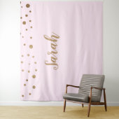 Roze Gouden Elegante Eenvoudige Script Cake Tafel  Wandkleed (In situ)