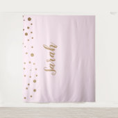 Roze Gouden Elegante Eenvoudige Script Cake Tafel  Wandkleed (Voorkant)