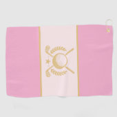 Roze & Gouden Elegante Lauwerkrans Ontwerp Golfhanddoek (Horizontaal)
