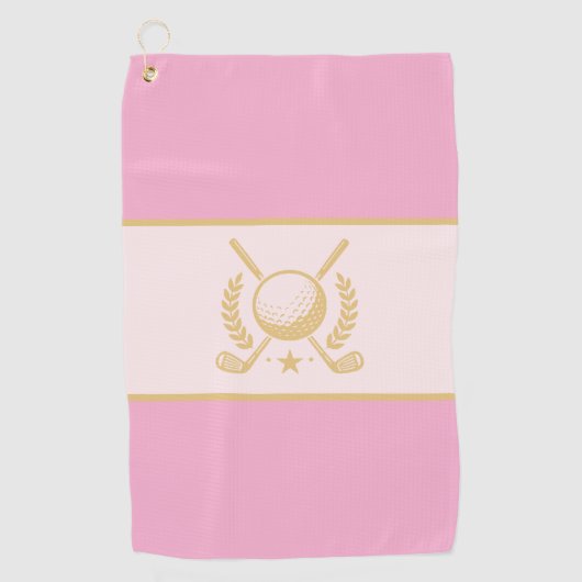 Roze & Gouden Elegante Lauwerkrans Ontwerp Golfhanddoek (Voorkant)