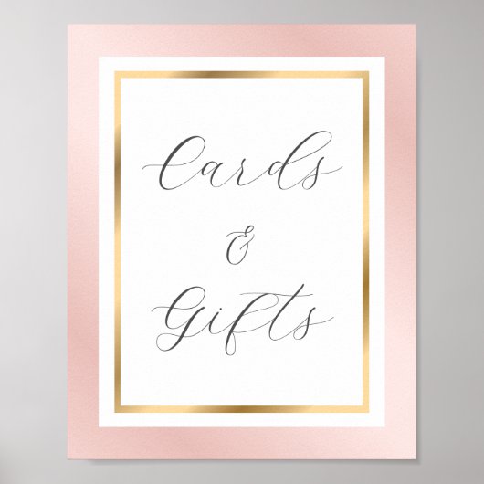 Roze Gouden Elegante Script Kaarten en Cadeaus Bor Poster (Voorkant)