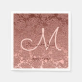Roze Gouden Elegante Trouwreceptie Monogram Servet (Voorkant)