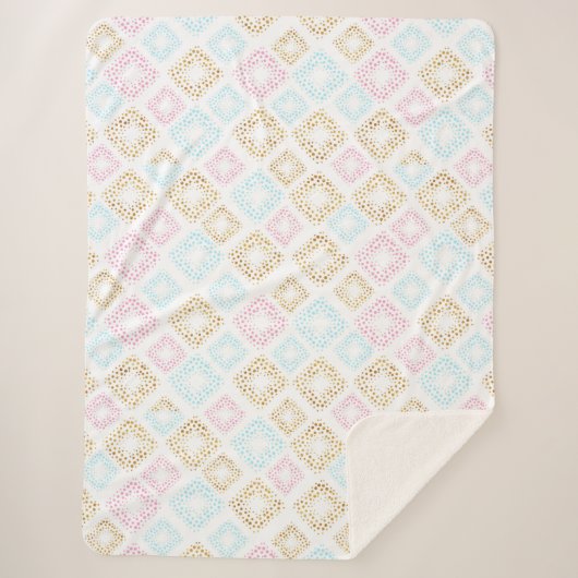 Roze, gouden en blauwe pokken vlek Sherpa Blanket Sherpa Deken (Voorkant)