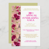 roze, gouden en bloemige fondsenwervingsgala kaart (Voorkant / Achterkant)