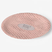 Roze Gouden en Blush Folie Chevron Bruiloft Papieren Bordje (Gekanteld)