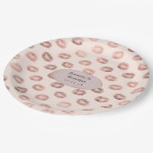 Roze Gouden en Blush Folie Lippen Bruiloft Papieren Bordje (Gekanteld)