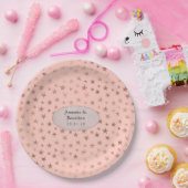 Roze Gouden en Blush Folie Sterren Bruiloft Papieren Bordje (Feest)