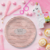 Roze Gouden en Blush Folie Strepen Bruiloft Papieren Bordje (Feest)