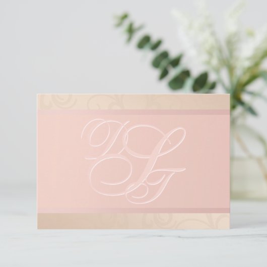 Roze Gouden en Blush Monogram Bedankt Kaarten (Staand voorkant)