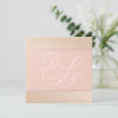 Roze Gouden en Blush Monogram Uitnodiging (Staand voorkant)