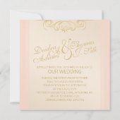 Roze Gouden en Blush Monogram Uitnodiging (Achterkant)