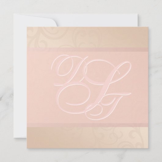 Roze Gouden en Blush Monogram Uitnodiging (Voorkant)