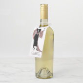 Roze Gouden en Blush Roze Art Deco Wijn Flessenhanger (Schuin)