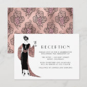 Roze Gouden en Blush Wijn Bruiloftsreceptie Informatiekaartje (Voorkant / Achterkant)