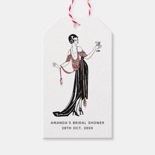 Roze Gouden en Blush Wijnproeverij Bruidsfeest Cadeaulabel (Voorkant)