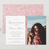 Roze Gouden en glinsterende Quinceanera Foto Uitno Kaart (Voorkant / Achterkant)