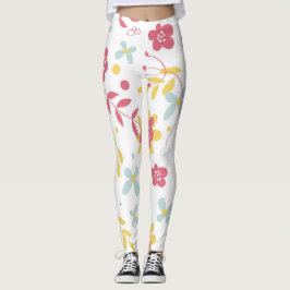 Roze, gouden en lichte blauwe bloemen leggings