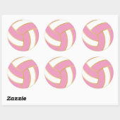 Roze, gouden en witte volleybal ronde sticker (Vel)