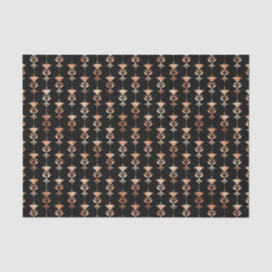Roze Gouden en Zwarte Bloemrijke Art Deco Patroon Tissuepapier