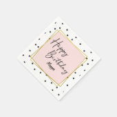 Roze gouden en zwarte Confetti Stippen Verjaardag  Servet (Hoek)