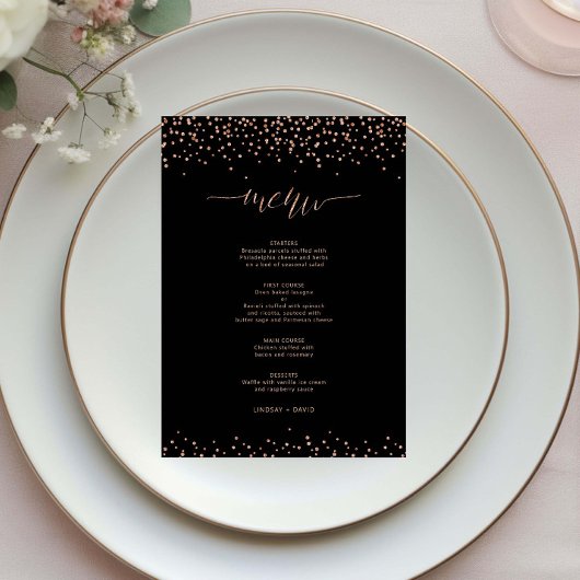 Roze gouden en zwarte glitters glans Menu Kaart