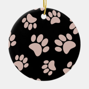 Roze Gouden en Zwarte Hond Poot Patroon Keramisch Ornament