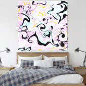 Roze, gouden en zwarte zwellen Vloeiende tekenmarm Canvas Afdruk (Insitu (Slaapkamer))