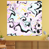 Roze, gouden en zwarte zwellen Vloeiende tekenmarm Canvas Afdruk (Insitu (Woonkamer))