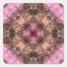 Roze Gouden Energie Kaleidoscoop Fractale Kunst Vierkante Sticker