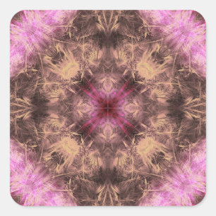 Roze Gouden Energie Kaleidoscoop Fractale Kunst Vierkante Sticker