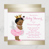 Roze Gouden Engel Baby Meisje Douche Kaart (Voorkant / Achterkant)