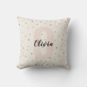 Roze Gouden Esthetische Monogramnaam met Harten Kussen (Voorkant)