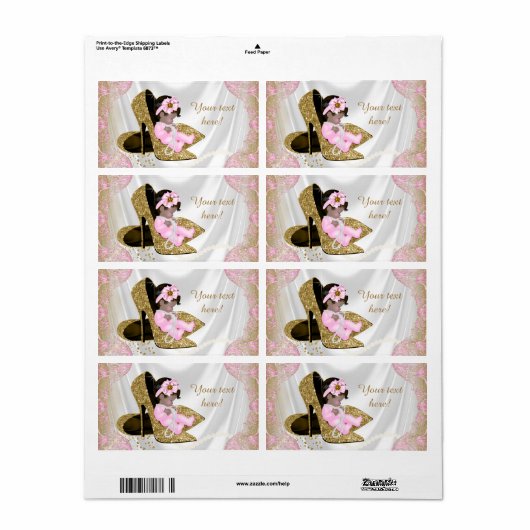Roze Gouden Etnische Baby shower Waterflesetikette Etiket (Full Sheet)
