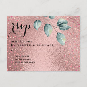 Roze Gouden Eucalyptus Bladeren Folie Uitzicht TRO Briefkaart